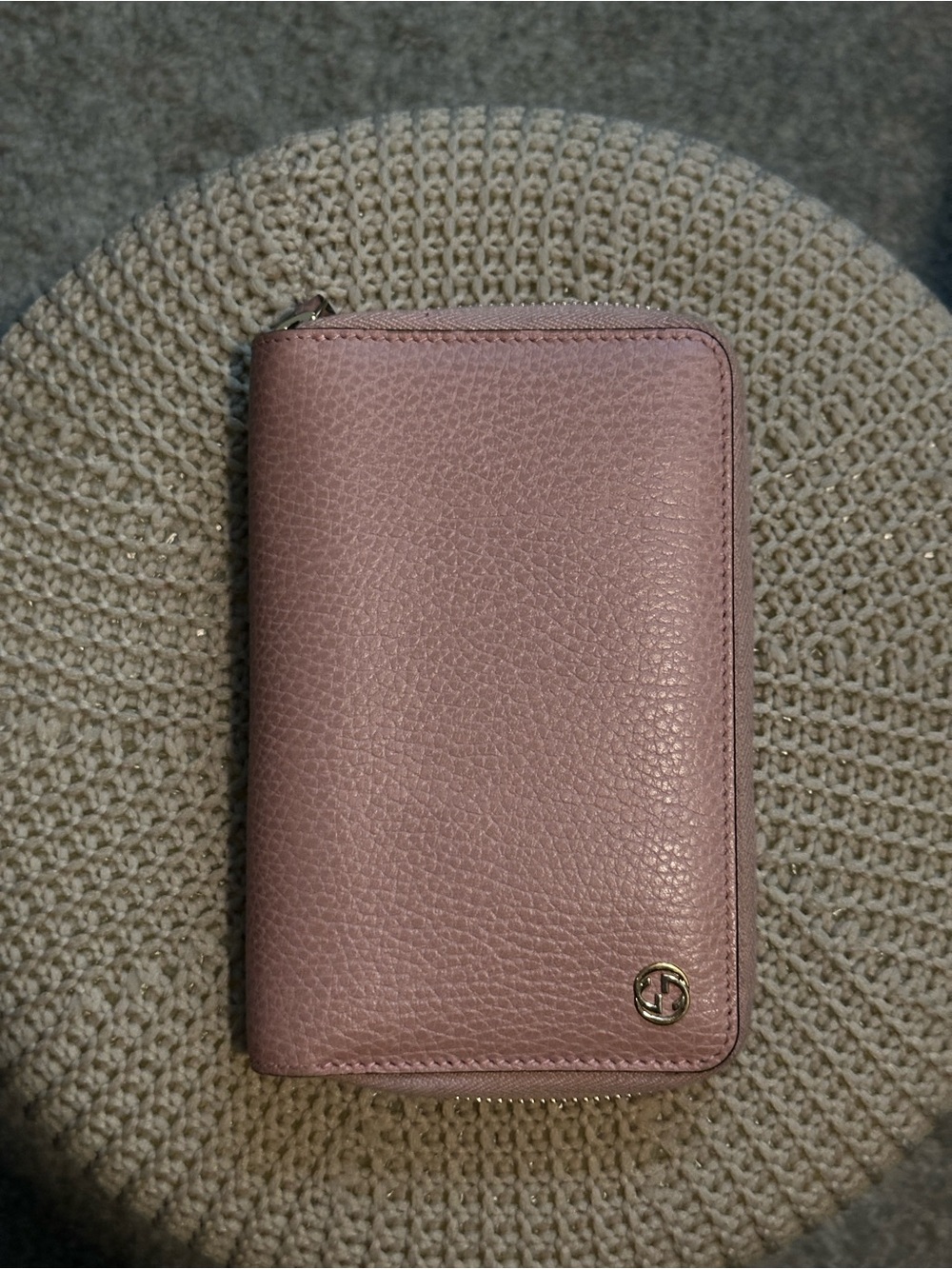 Authentic Gucci Pink Pebbled Zip Wallet